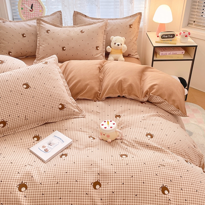 91家纺网 家纺一手货源 找家纺 世爵 2026新款亲肤磨毛印花单被套 熊仔格