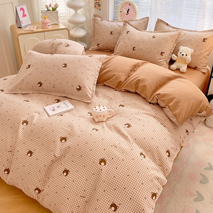 91家纺网 家纺一手货源 找家纺 世爵 2026新款亲肤磨毛印花单被套 熊仔格