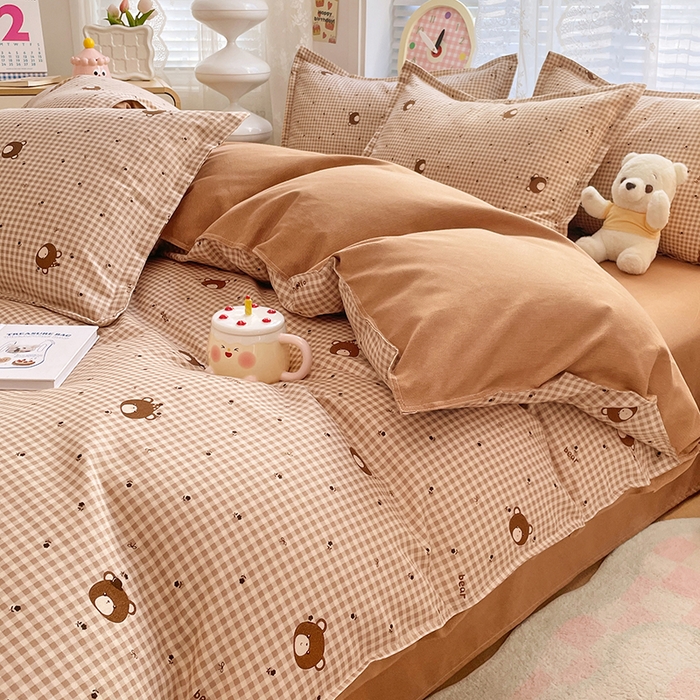 91家纺网 家纺一手货源 找家纺 世爵 2026新款亲肤磨毛印花单被套 熊仔格