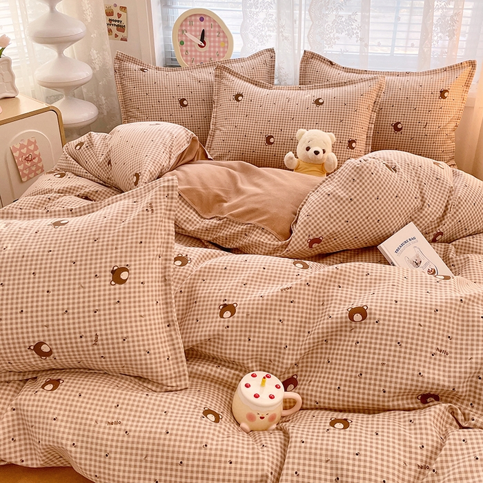 91家纺网 家纺一手货源 找家纺 世爵 2026新款亲肤磨毛印花单被套 熊仔格