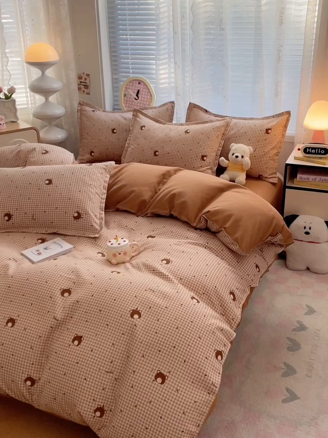 91家纺网 家纺一手货源 找家纺 世爵 2026新款亲肤磨毛印花单被套 熊仔格