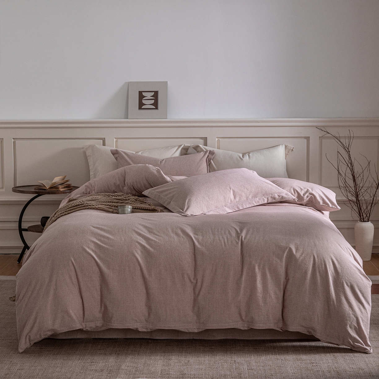 91家纺网 家纺一手货源 找家纺 锦罗绣 2026新款纯棉棉麻四件套-单被套 棉麻-豆沙