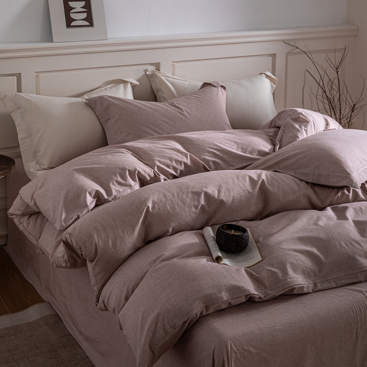 91家纺网 家纺一手货源 找家纺 锦罗绣 2026新款纯棉棉麻四件套-单被套 棉麻-豆沙