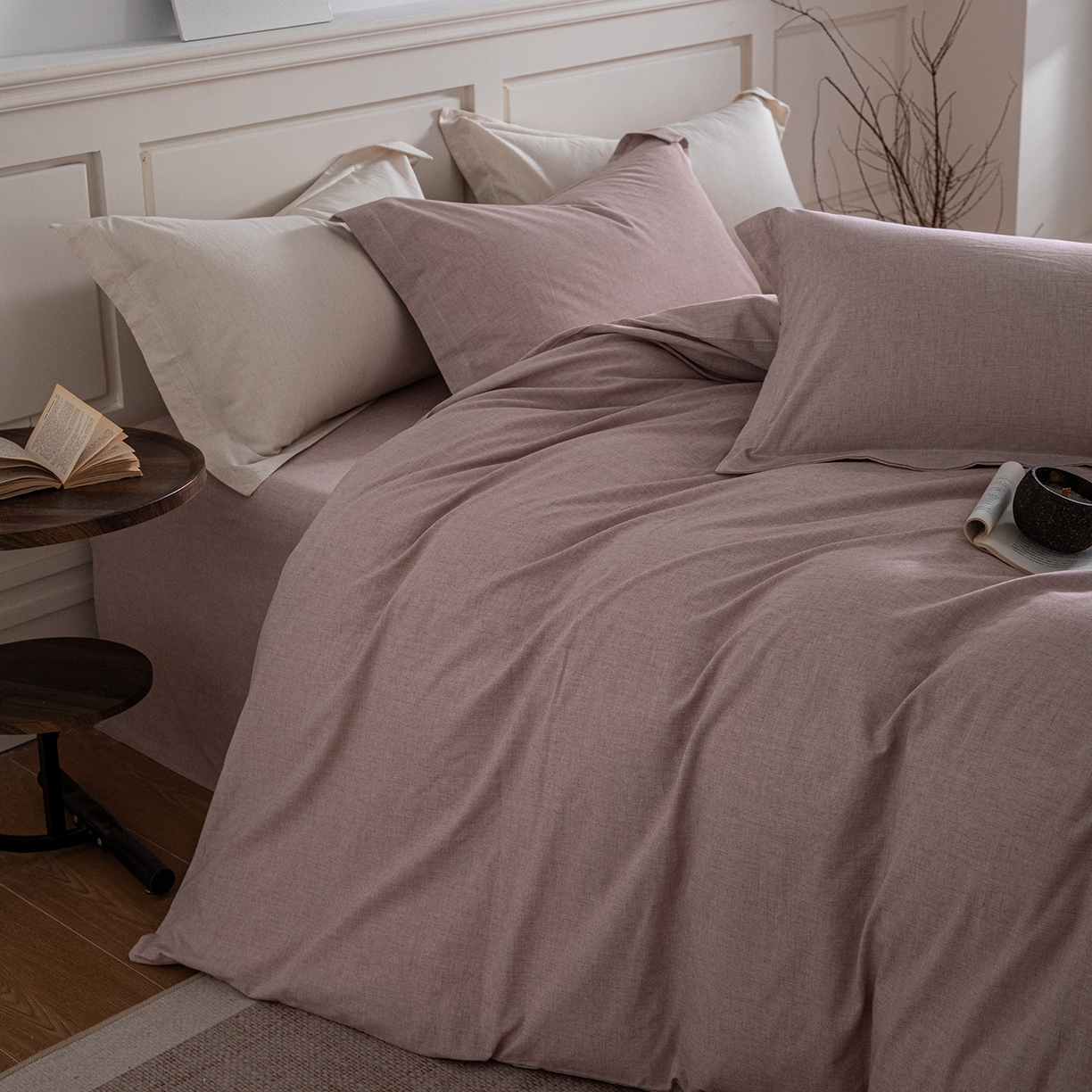 91家纺网 家纺一手货源 找家纺 锦罗绣 2026新款纯棉棉麻四件套-单被套 棉麻-豆沙