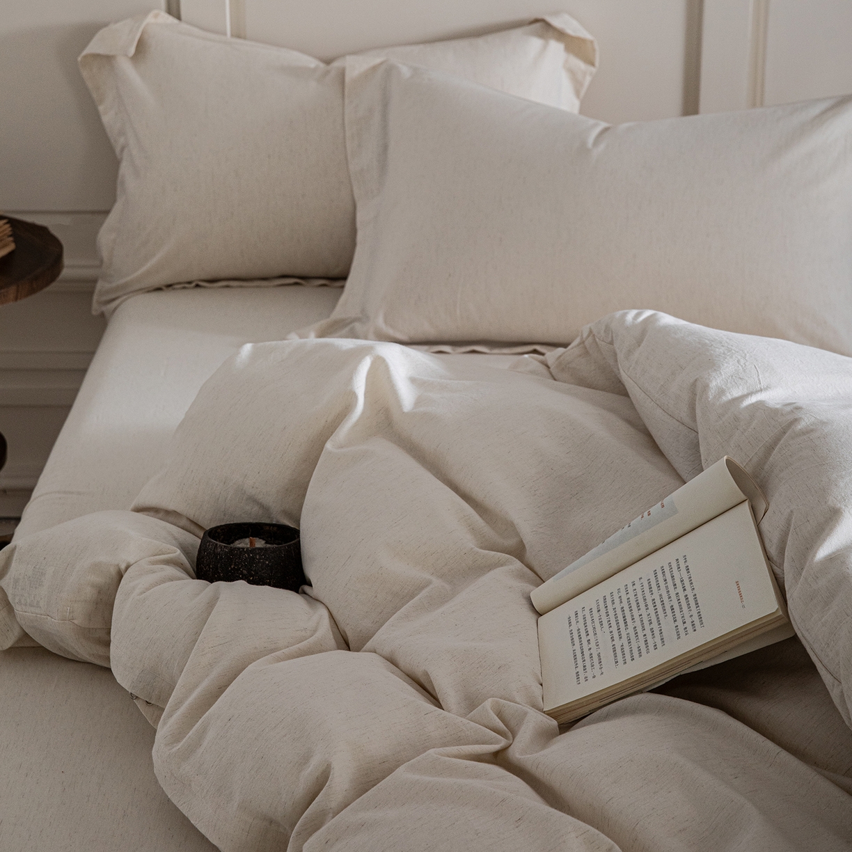 91家纺网 家纺一手货源 找家纺 锦罗绣 2026新款纯棉棉麻四件套-单被套 棉麻-米白