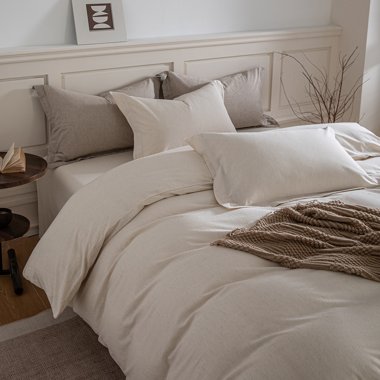 91家纺网 家纺一手货源 找家纺 锦罗绣 2026新款纯棉棉麻四件套-单被套 棉麻-米白