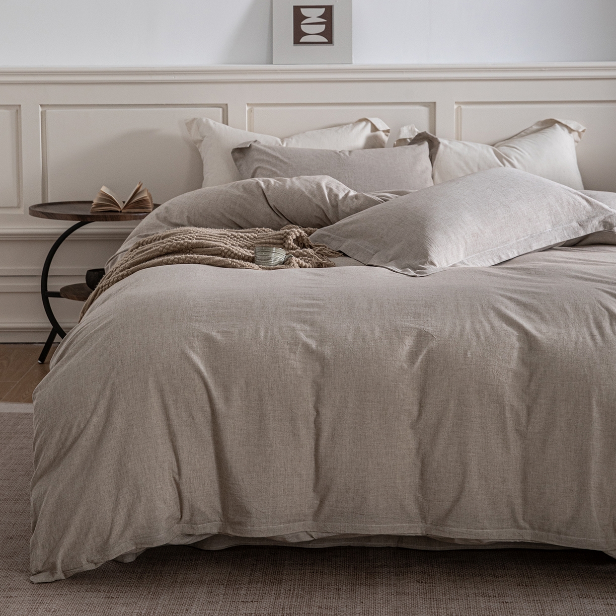 91家纺网 家纺一手货源 找家纺 锦罗绣 2026新款纯棉棉麻四件套-单被套 棉麻-浅咖