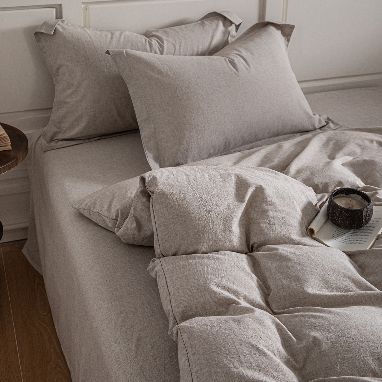 91家纺网 家纺一手货源 找家纺 锦罗绣 2026新款纯棉棉麻四件套-单被套 棉麻-浅咖