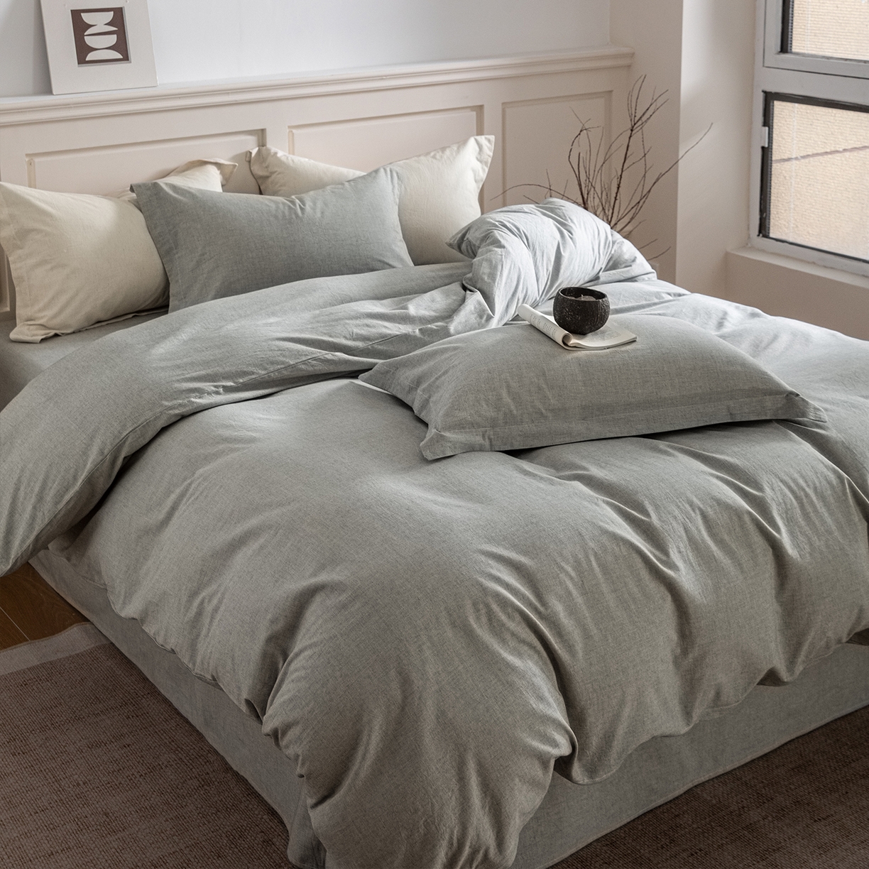 91家纺网 家纺一手货源 找家纺 锦罗绣 2026新款纯棉棉麻四件套-单被套 棉麻-浅绿