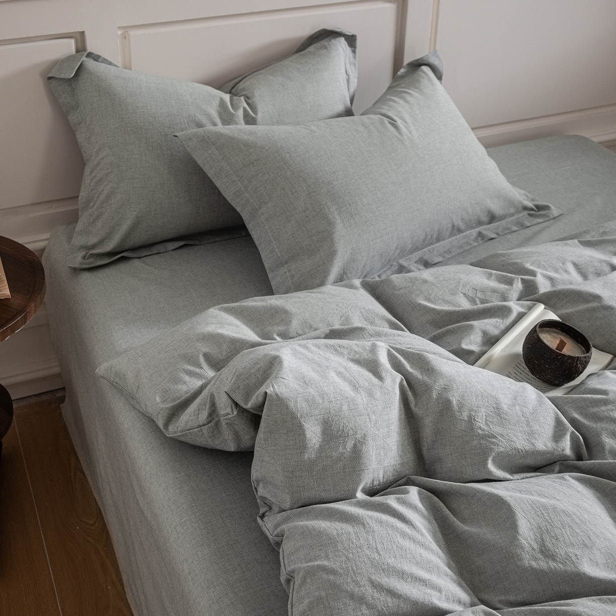 91家纺网 家纺一手货源 找家纺 锦罗绣 2026新款纯棉棉麻四件套-单被套 棉麻-浅绿