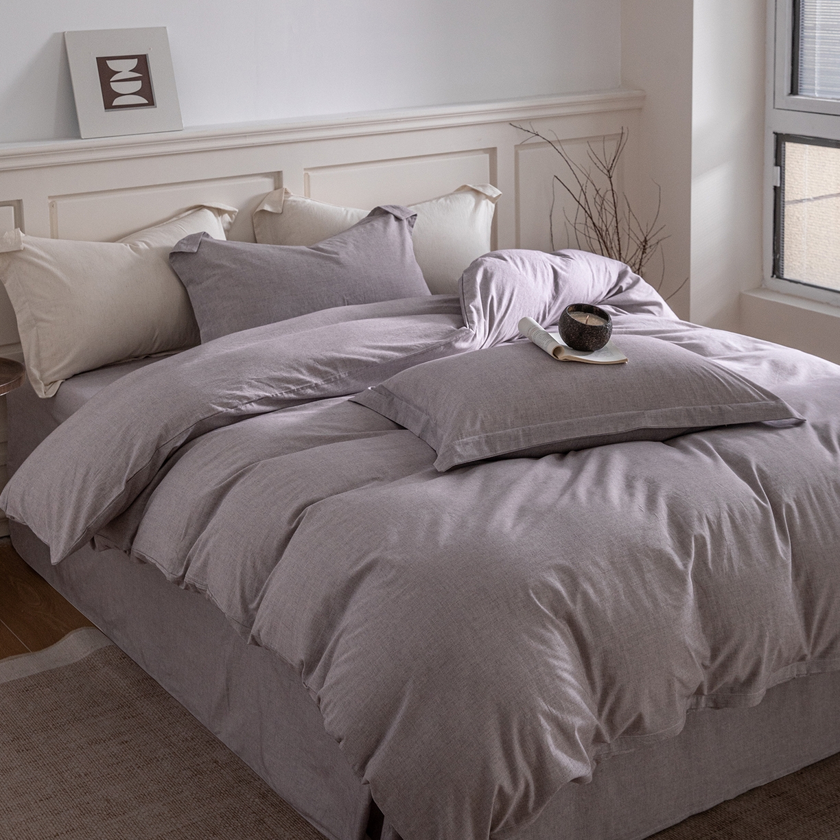 91家纺网 家纺一手货源 找家纺 锦罗绣 2026新款纯棉棉麻四件套-单被套 棉麻-浅紫