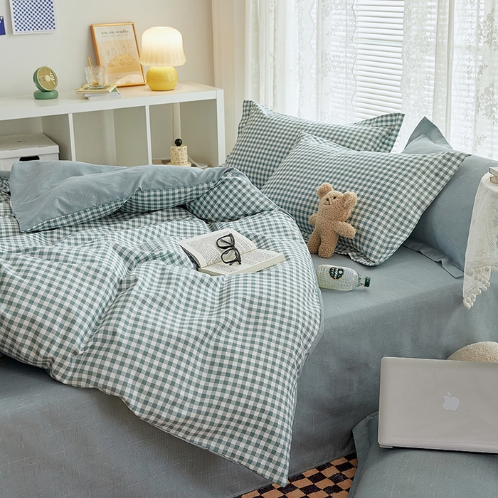 91家纺网 家纺一手货源 找家纺 世爵 2026新款亲肤磨毛印花单被套 优格绿