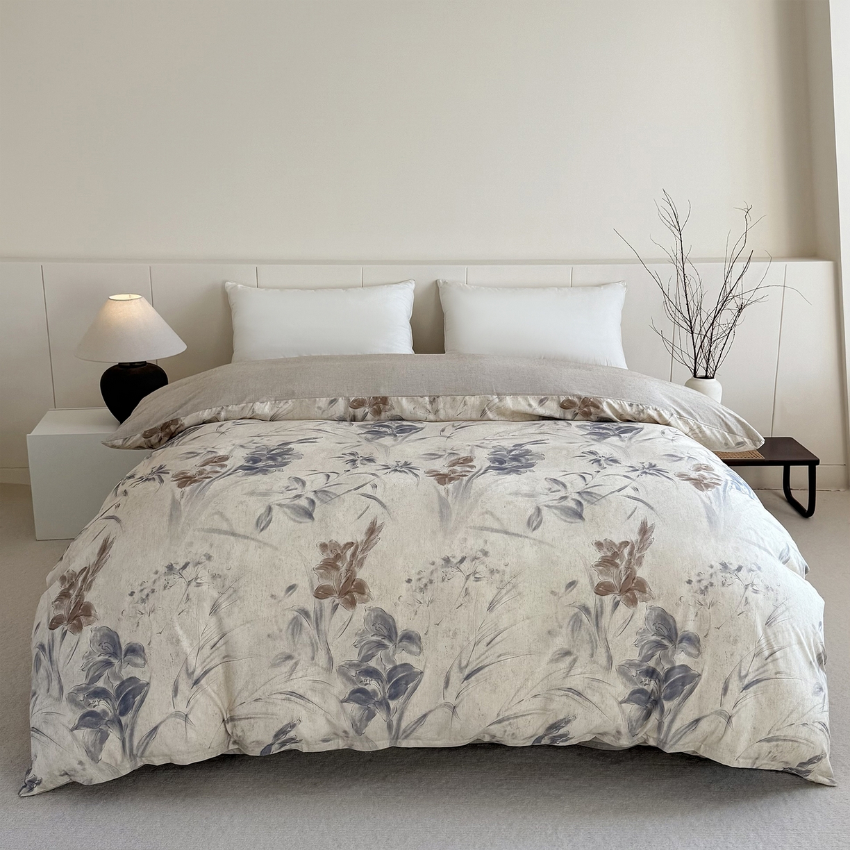 锦罗绣 2026新款纯棉棉麻四件套-单被套 柔眠花韵