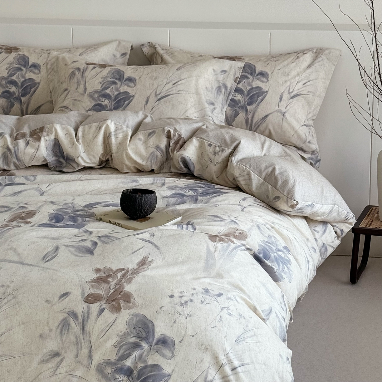 91家纺网 家纺一手货源 找家纺 锦罗绣 2026新款纯棉棉麻四件套-单被套 柔眠花韵