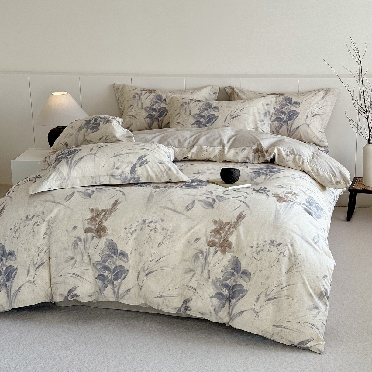 91家纺网 家纺一手货源 找家纺 锦罗绣 2026新款纯棉棉麻四件套-单被套 柔眠花韵