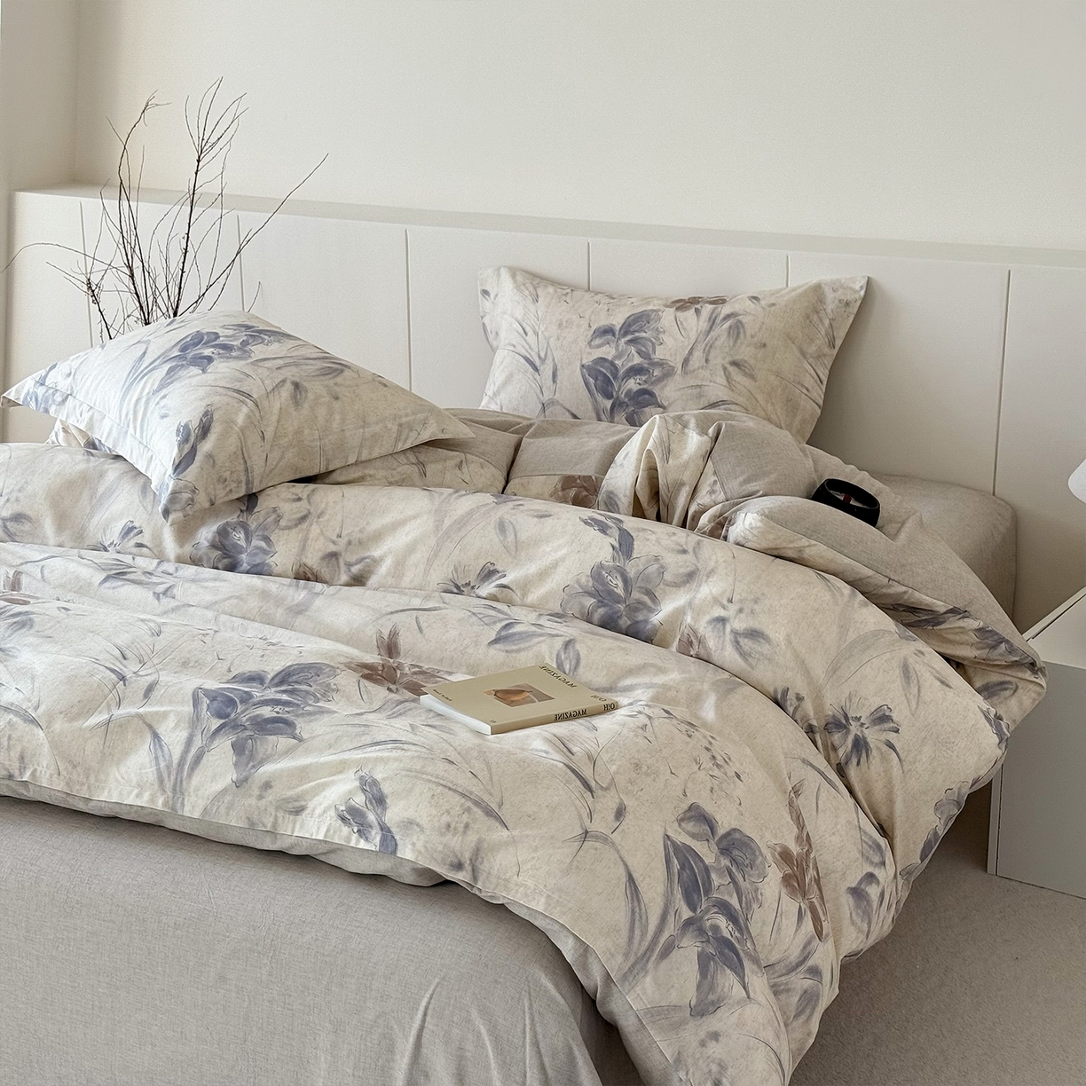 91家纺网 家纺一手货源 找家纺 锦罗绣 2026新款纯棉棉麻四件套-单被套 柔眠花韵