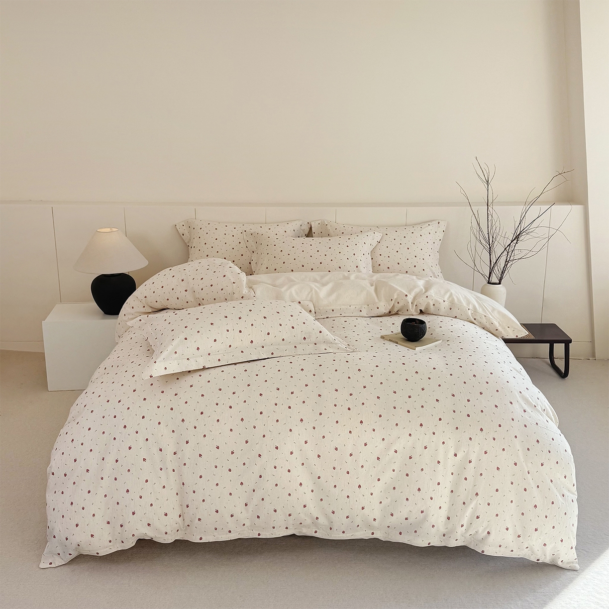 91家纺网 家纺一手货源 找家纺 锦罗绣 2026新款纯棉棉麻四件套-单被套 甜蜜草莓