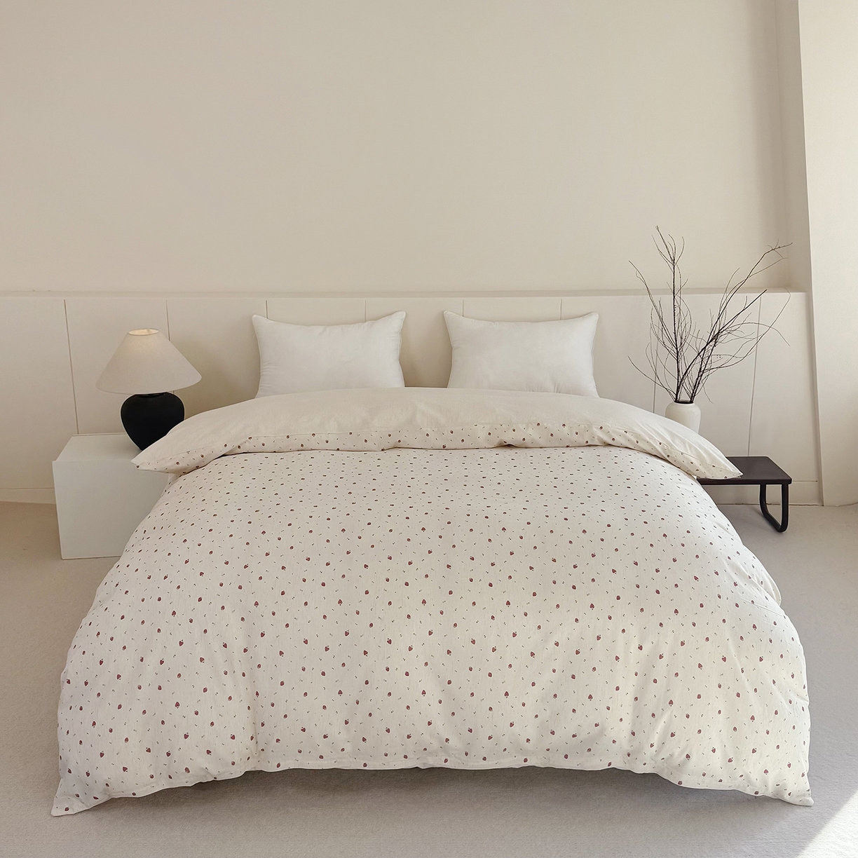 锦罗绣 2026新款纯棉棉麻四件套-单被套 甜蜜草莓