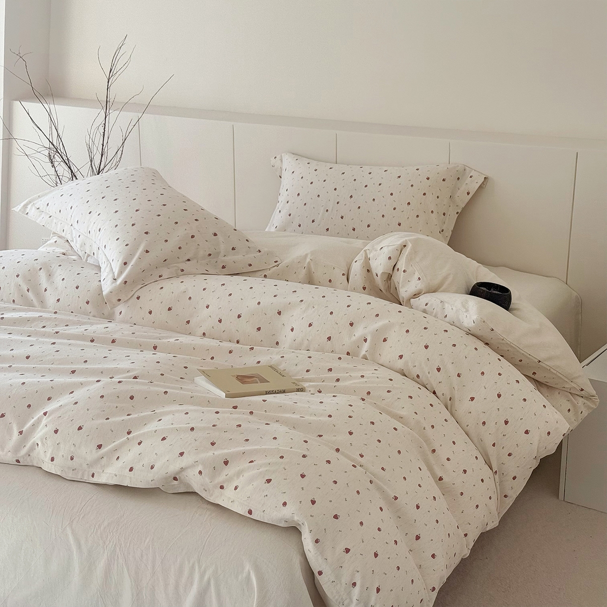 91家纺网 家纺一手货源 找家纺 锦罗绣 2026新款纯棉棉麻四件套-单被套 甜蜜草莓