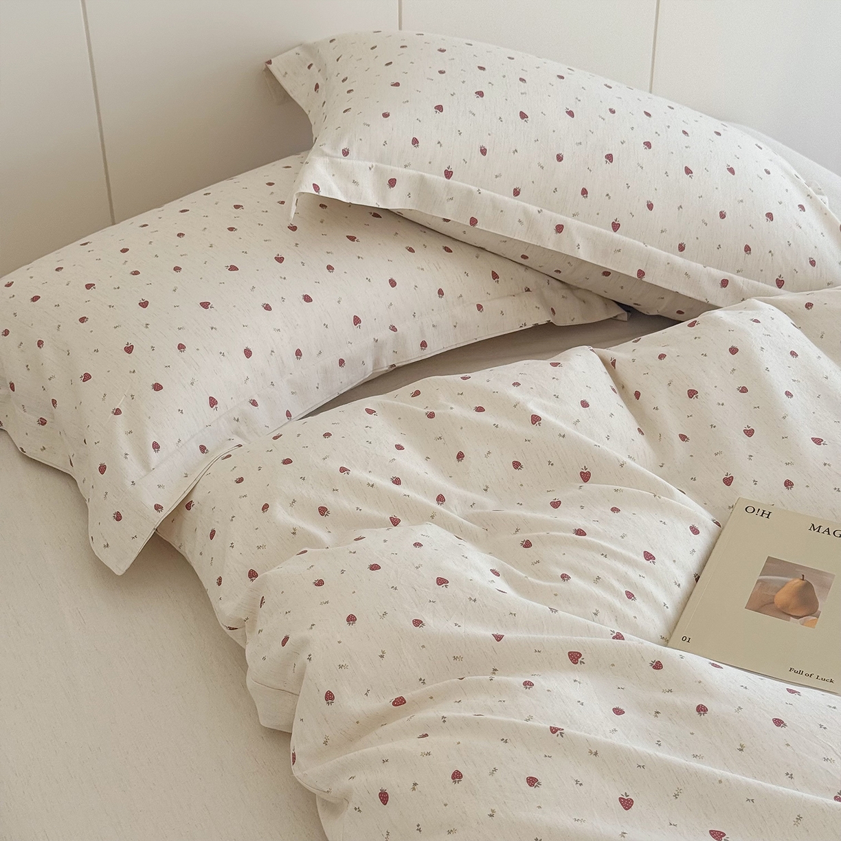 91家纺网 家纺一手货源 找家纺 锦罗绣 2026新款纯棉棉麻四件套-单被套 甜蜜草莓