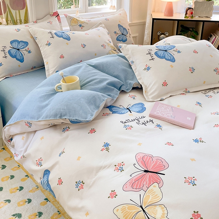 91家纺网 家纺一手货源 找家纺 世爵 2026新款亲肤磨毛印花单被套 游园戏蝶