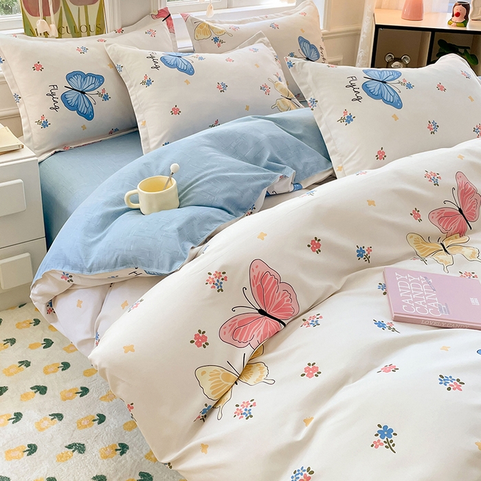 91家纺网 家纺一手货源 找家纺 世爵 2026新款亲肤磨毛印花单被套 游园戏蝶