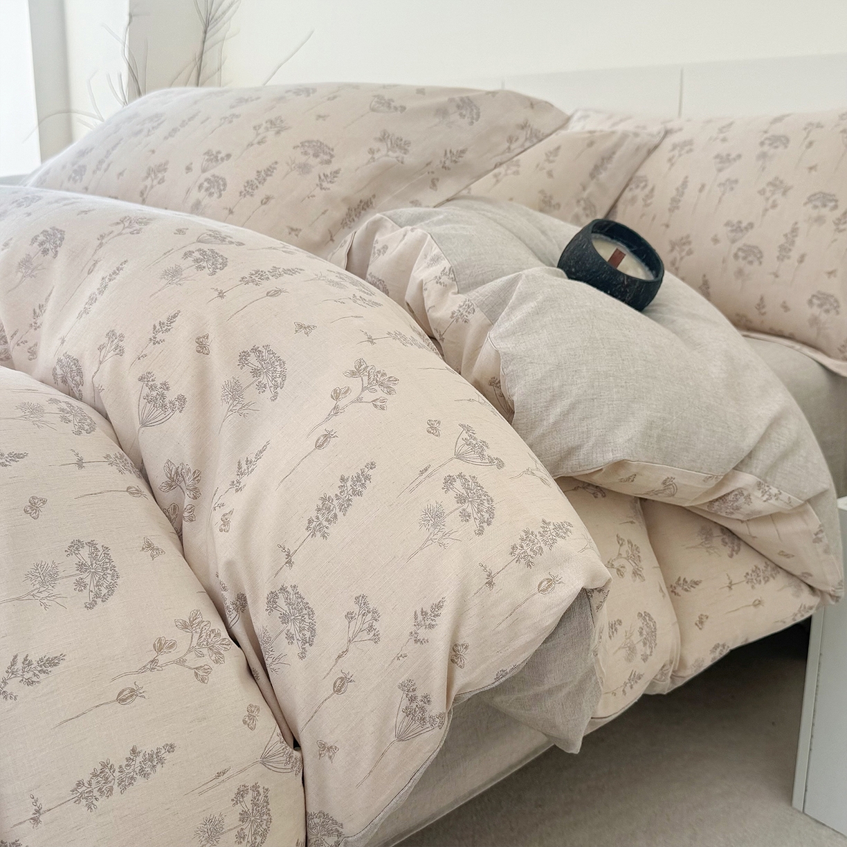 91家纺网 家纺一手货源 找家纺 锦罗绣 2026新款纯棉棉麻四件套-单被套 友韵花开