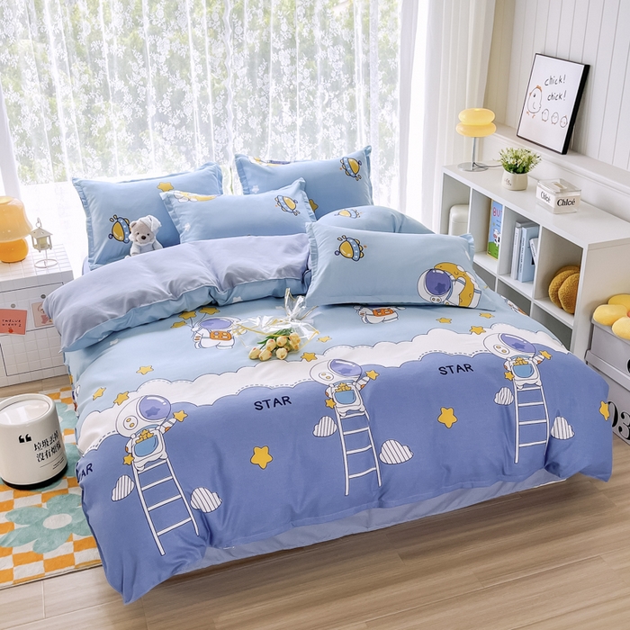 91家纺网 家纺一手货源 找家纺 世爵 2026新款亲肤磨毛印花单被套 宇宙星光