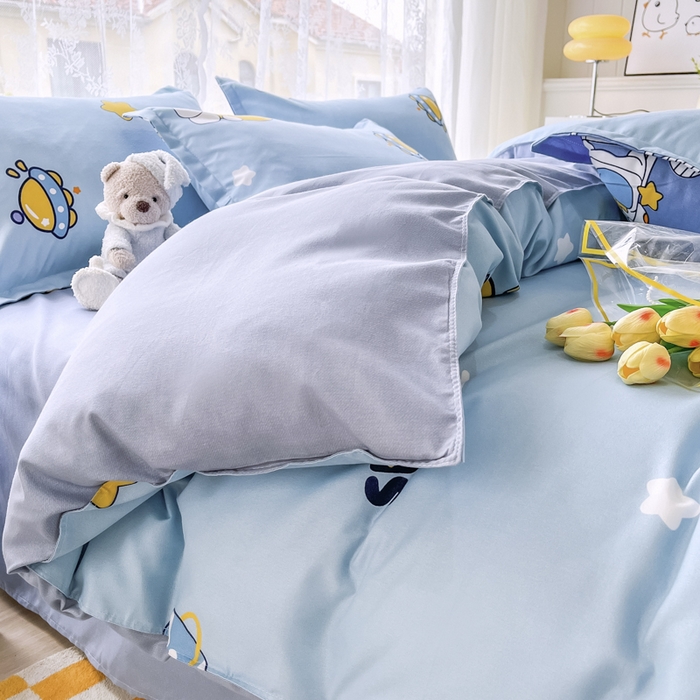 91家纺网 家纺一手货源 找家纺 世爵 2026新款亲肤磨毛印花单被套 宇宙星光