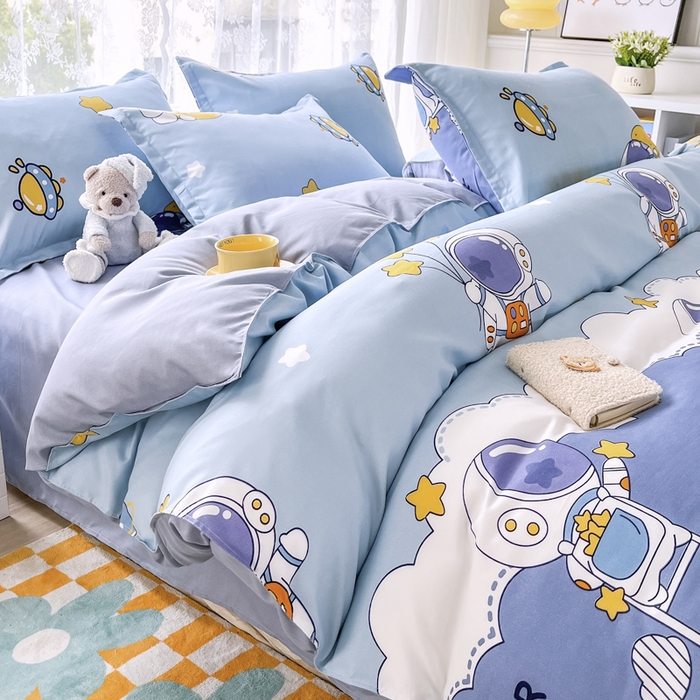 91家纺网 家纺一手货源 找家纺 世爵 2026新款亲肤磨毛印花单被套 宇宙星光