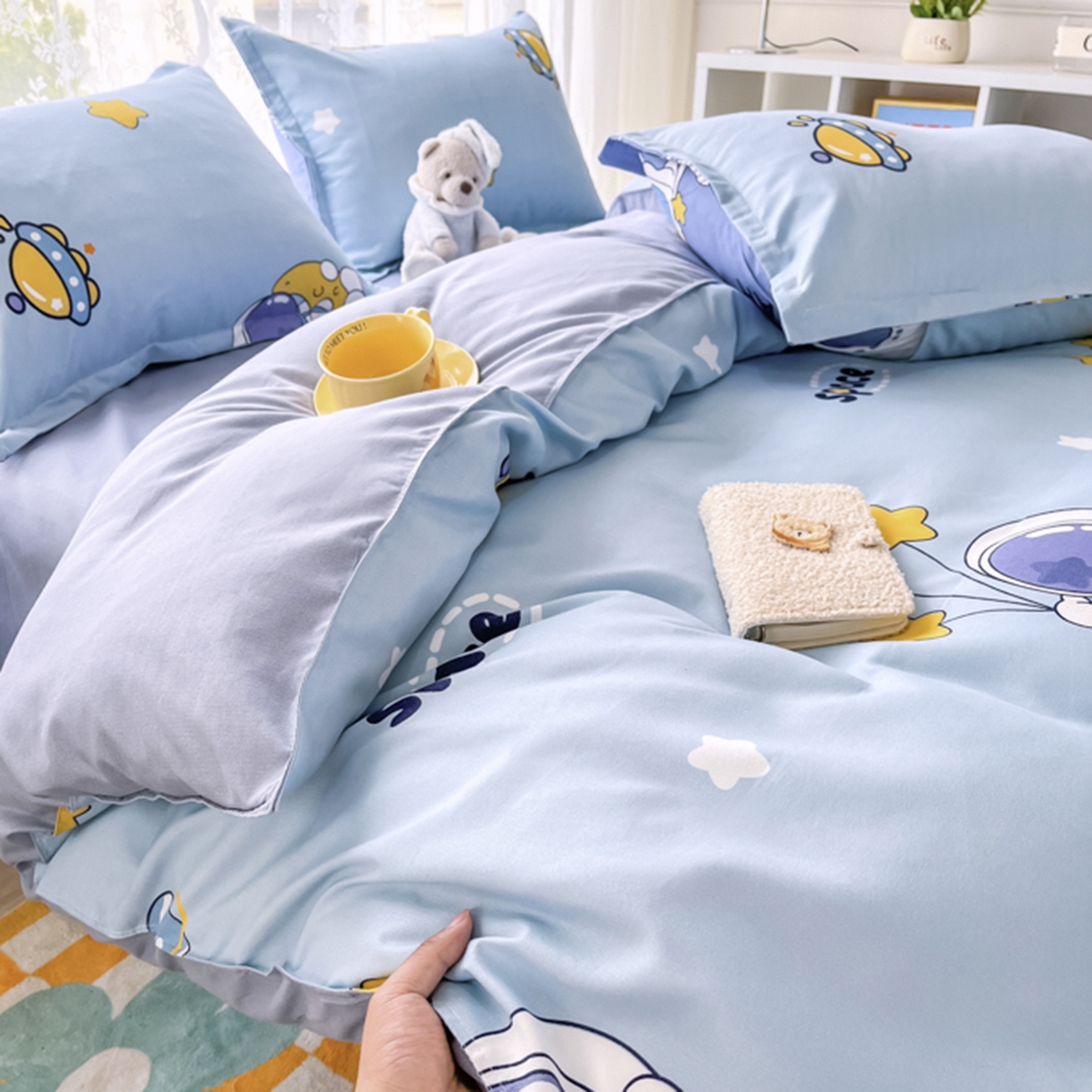 91家纺网 家纺一手货源 找家纺 世爵 2026新款亲肤磨毛印花单被套 宇宙星光