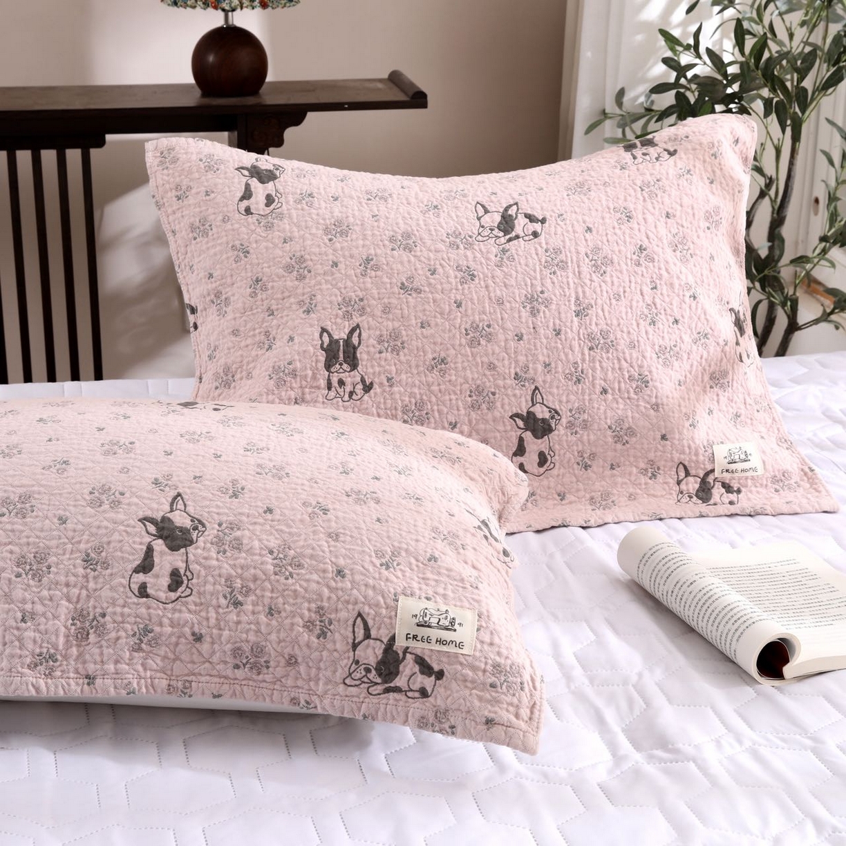 91家纺网 家纺一手货源 找家纺 沐瑟家纺  2026新款安心棉纯棉纱布枕巾 沙皮狗