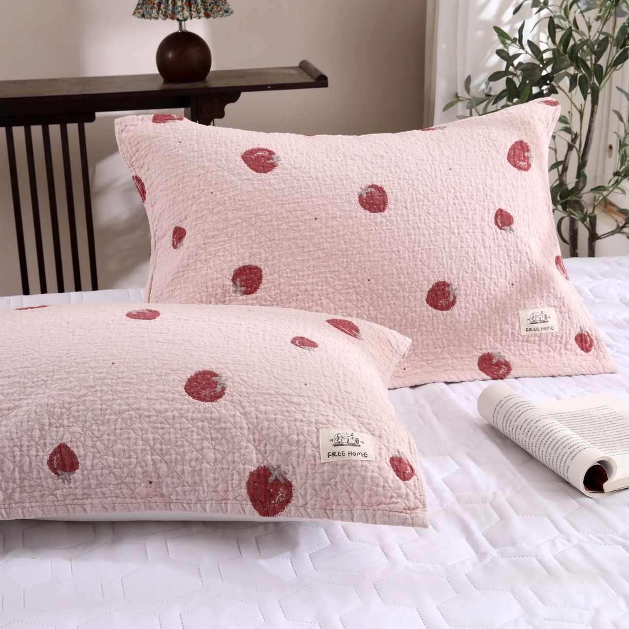 沐瑟家纺  2026新款安心棉纯棉纱布枕巾 草莓