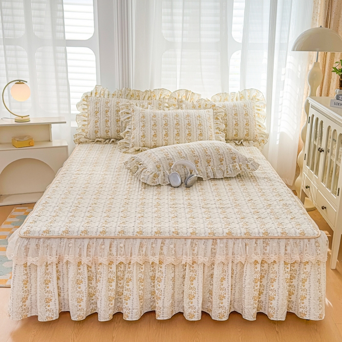 （总）家之硕家纺 2026新款精仿棉夹棉床裙三件套