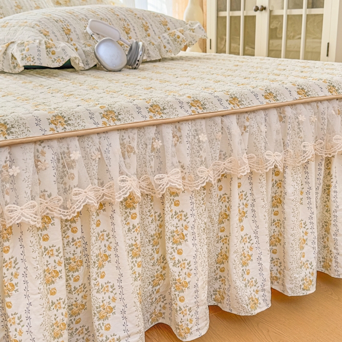 91家纺网 家纺一手货源 找家纺 （总）家之硕家纺 2026新款精仿棉夹棉床裙三件套