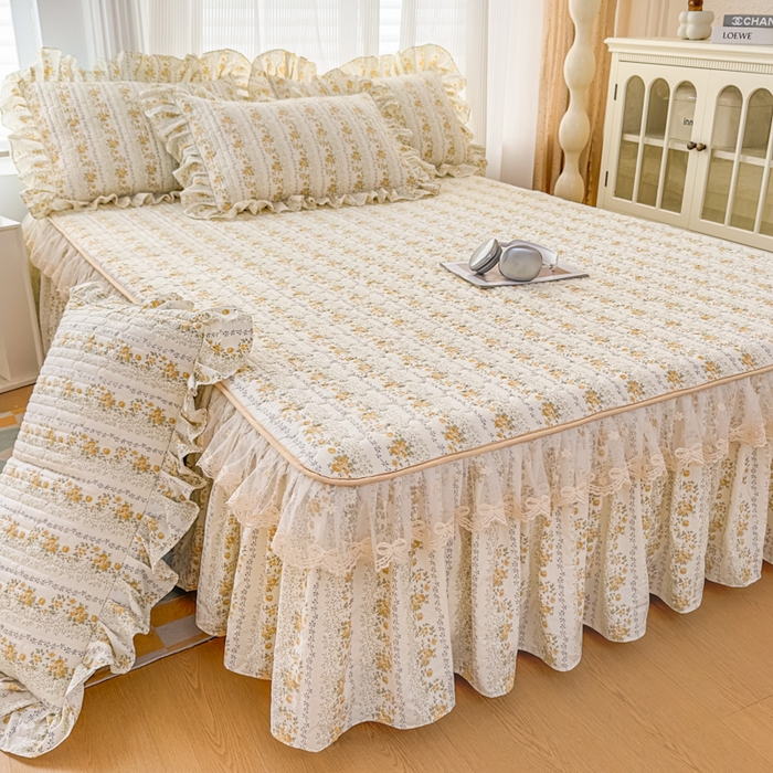 91家纺网 家纺一手货源 找家纺 （总）家之硕家纺 2026新款精仿棉夹棉床裙三件套