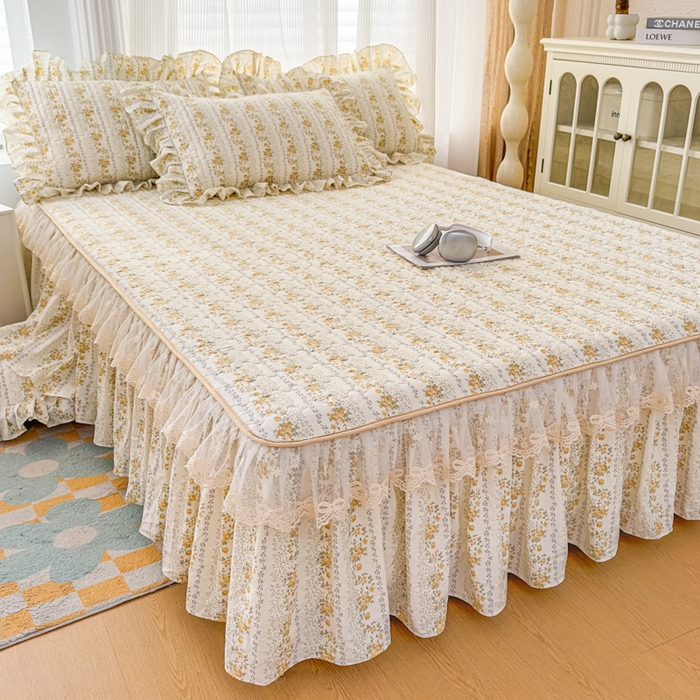 91家纺网 家纺一手货源 找家纺 （总）家之硕家纺 2026新款精仿棉夹棉床裙三件套