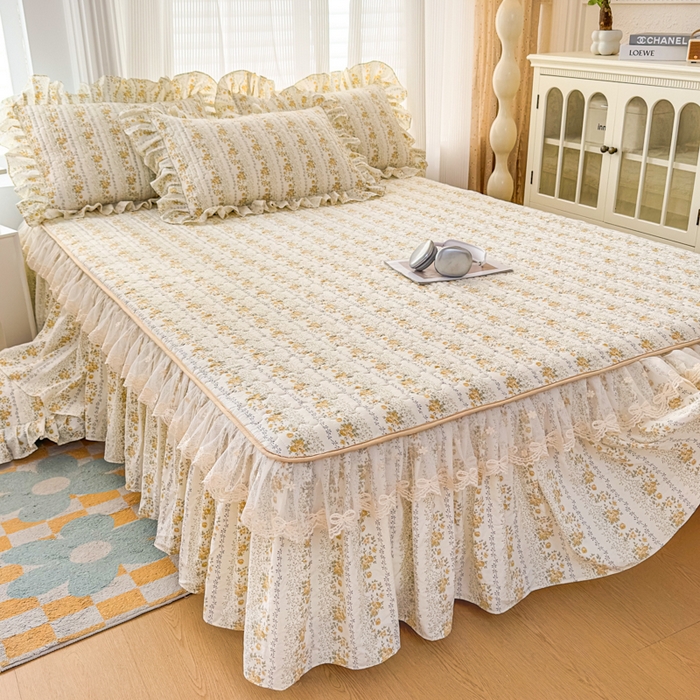 91家纺网 家纺一手货源 找家纺 （总）家之硕家纺 2026新款精仿棉夹棉床裙三件套