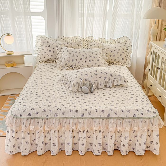 91家纺网 家纺一手货源 找家纺 （总）家之硕家纺 2026新款精仿棉夹棉床裙三件套