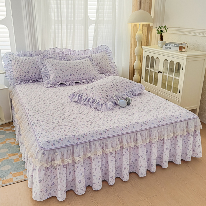 91家纺网 家纺一手货源 找家纺 家之硕家纺 2026新款精仿棉夹棉床裙三件套 倾城繁花