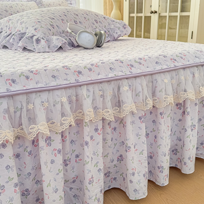 91家纺网 家纺一手货源 找家纺 家之硕家纺 2026新款精仿棉夹棉床裙三件套 倾城繁花