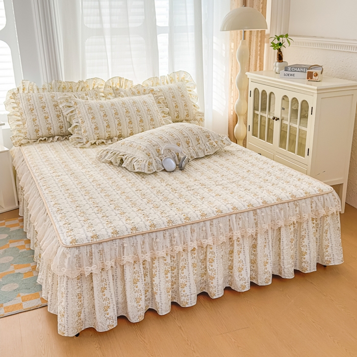 91家纺网 家纺一手货源 找家纺 （总）家之硕家纺 2026新款精仿棉夹棉床裙四件套