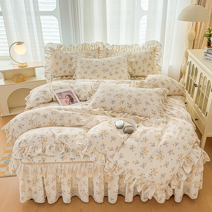 91家纺网 家纺一手货源 找家纺 （总）家之硕家纺 2026新款精仿棉夹棉床裙四件套