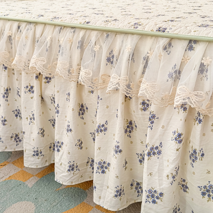 91家纺网 家纺一手货源 找家纺 家之硕家纺 2026新款精仿棉夹棉床裙四件套 漫漫花开