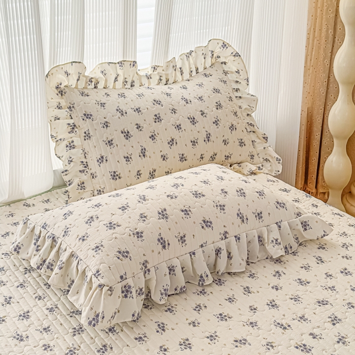 91家纺网 家纺一手货源 找家纺 家之硕家纺 2026新款精仿棉夹棉床裙四件套 漫漫花开