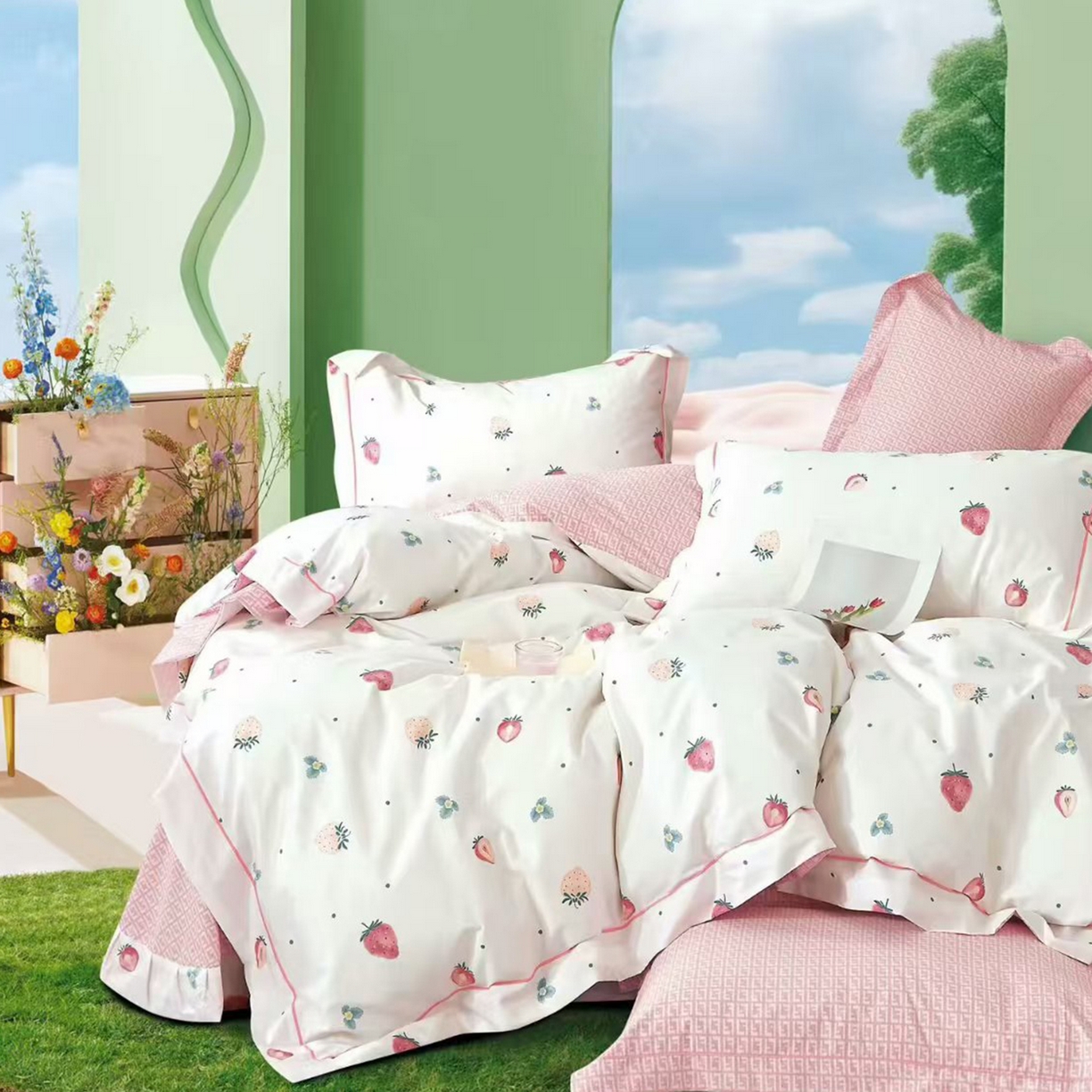 91家纺网 家纺一手货源 找家纺 （总）未来家居 2025新款全棉铂金凯丽三件套13376-3