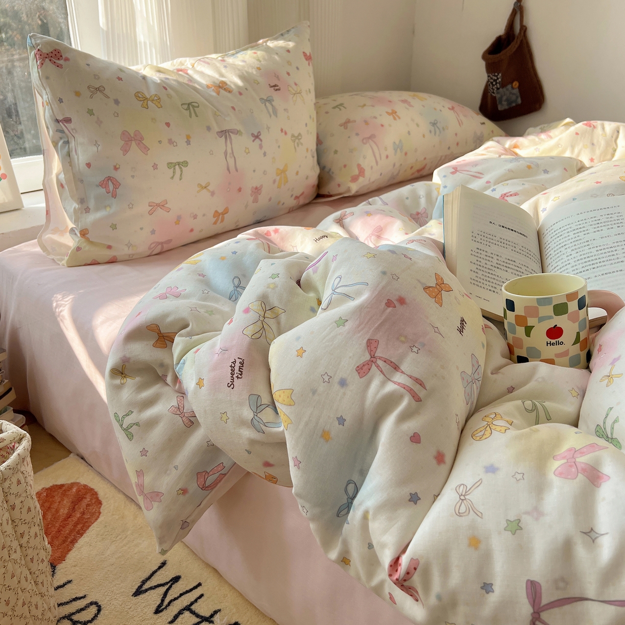 91家纺网 家纺一手货源 找家纺 （总）六巷胡同 2026新款INS博主风卡通A类全棉双层纱四件套