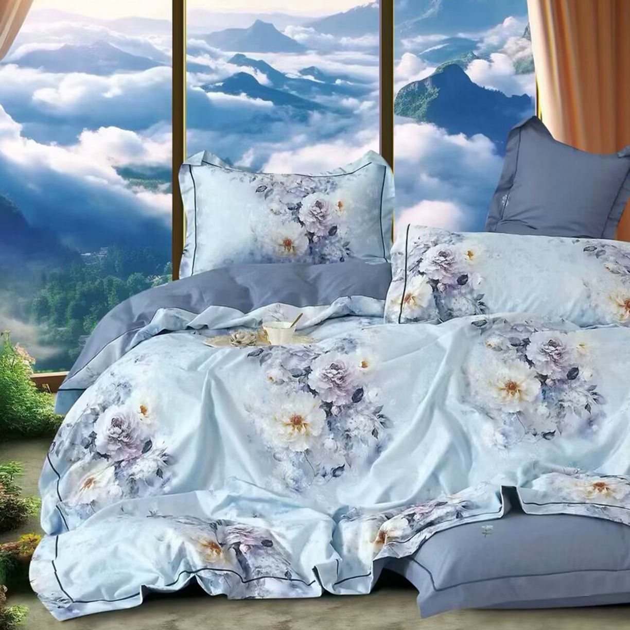 91家纺网 家纺一手货源 找家纺 （总）未来家居 2025新款金凯丽数码大提花印花长绒棉四件套