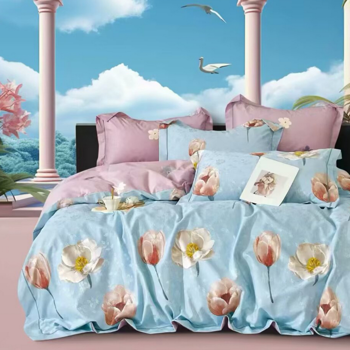 91家纺网 家纺一手货源 找家纺 （总）未来家居 2025新款金凯丽数码大提花印花长绒棉四件套