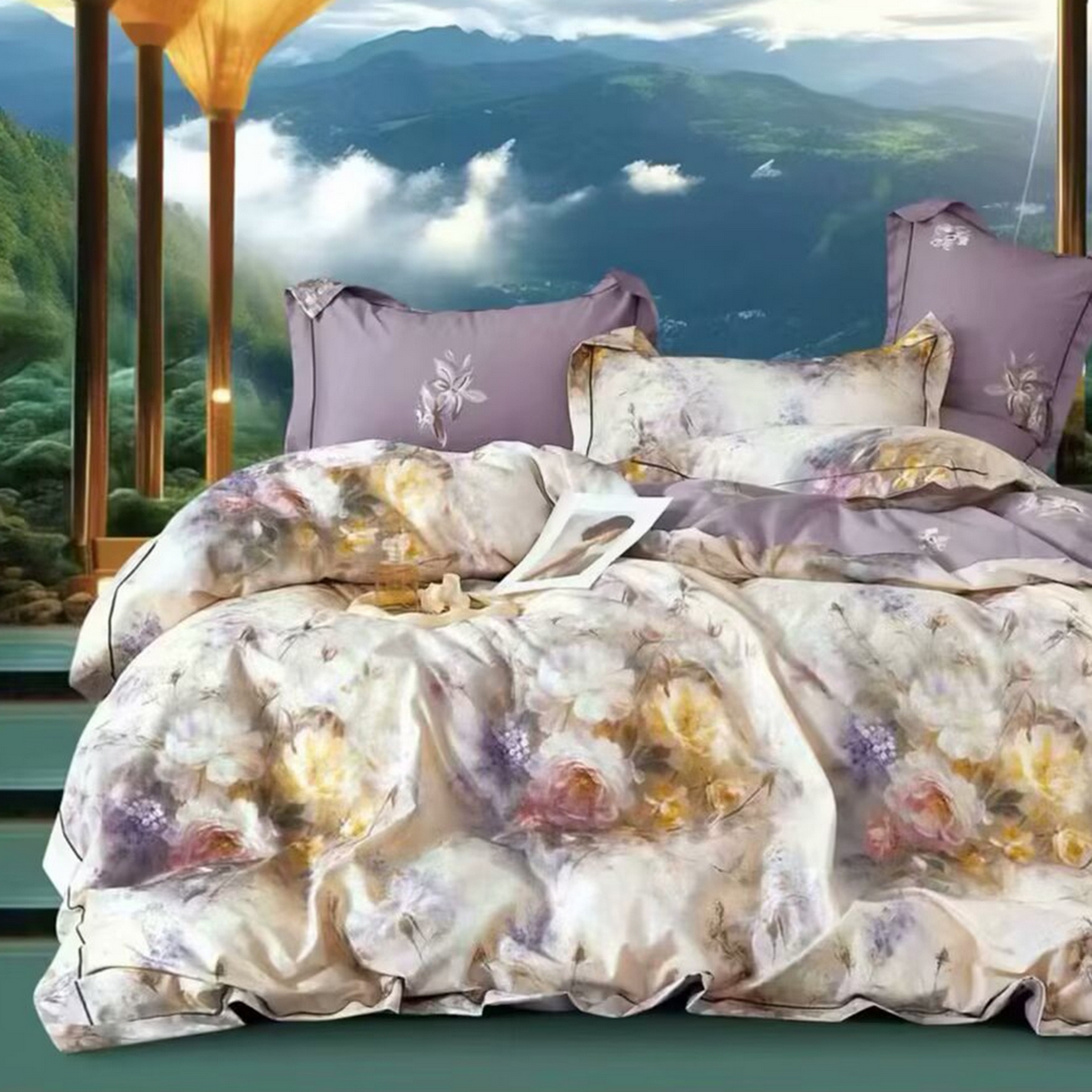 91家纺网 家纺一手货源 找家纺 （总）未来家居 2025新款金凯丽数码大提花印花长绒棉四件套